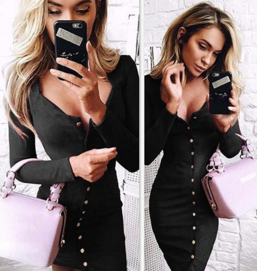Frühlingskleid für Damen – Elegantes Bodycon Mini-Kleid mit langen Ärmeln